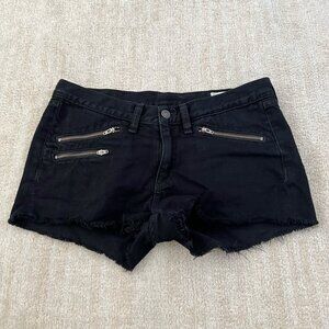 rag & bone/JEAN Black Moto Jeans Denim Shorts 27 Coal